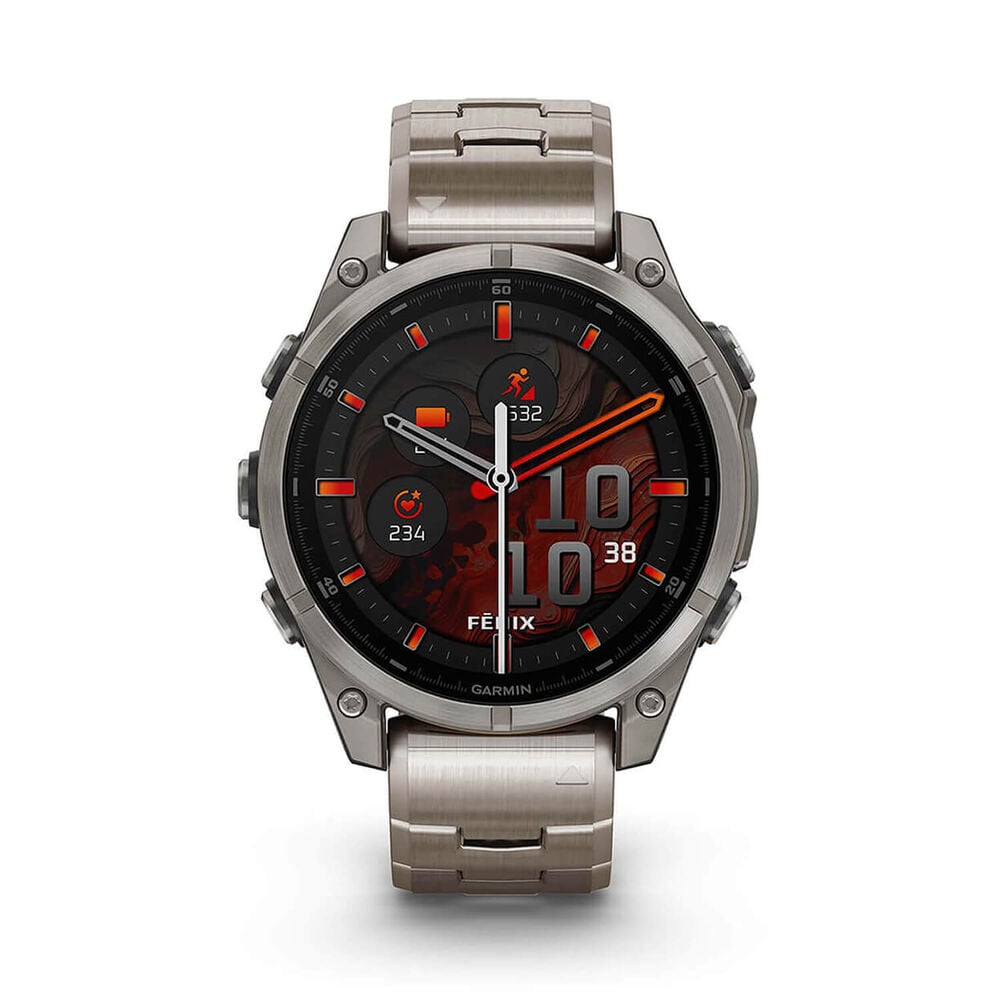 Garmin fenix&reg; 8 AMOLED Sapphire 47mm Titanium Case Vented Titanium Bracelet Watch