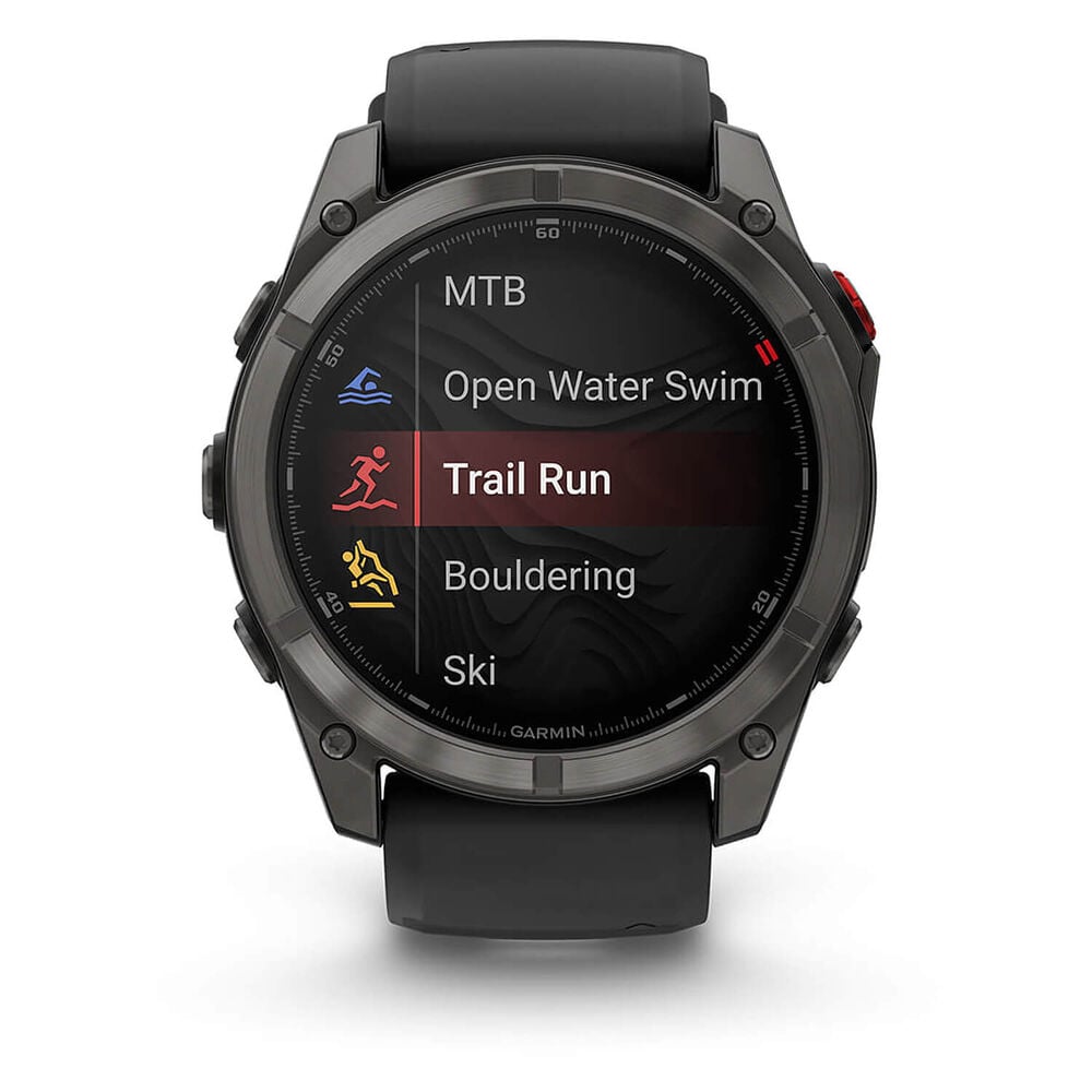 Garmin fenix 8 Pro AMOLED 51mm Carbon Grey DLC Titanium Case Black Silicon Strap Watch