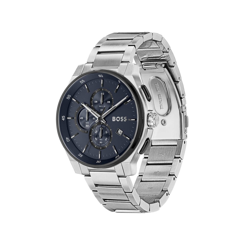 BOSS Peak 2.0 Chronograph 45mm Blue Matte Dial Steel Bracelet Watch