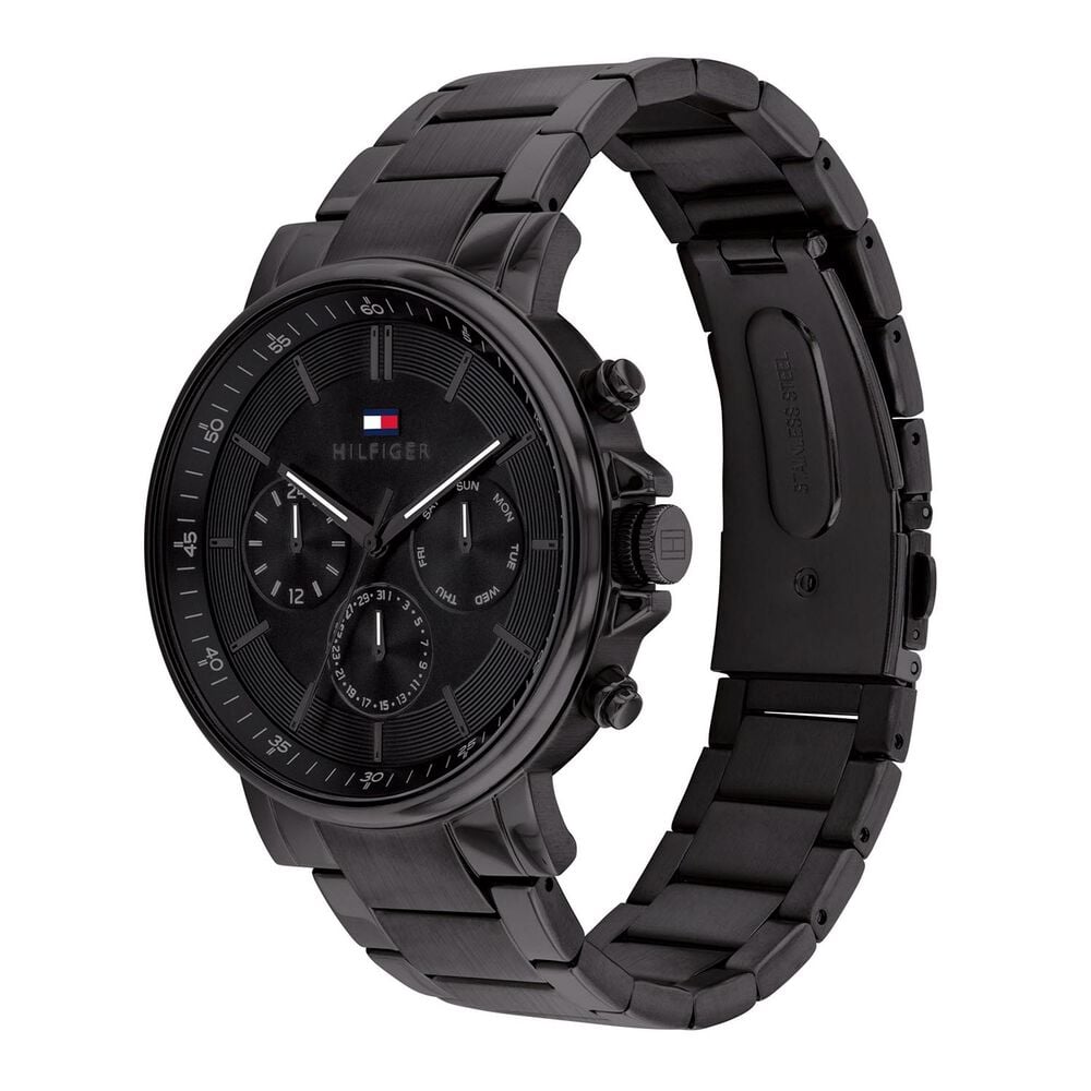 Tommy Hilfiger Chronograph 44mm Black Dial Steel Bracelet Watch