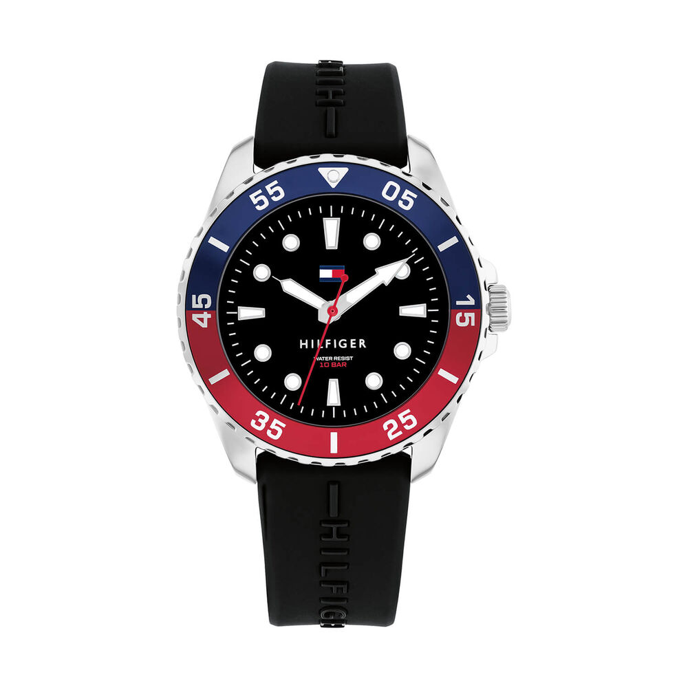 Tommy Hilfiger Boys 36mm Black Dial Silicone Strap Watch