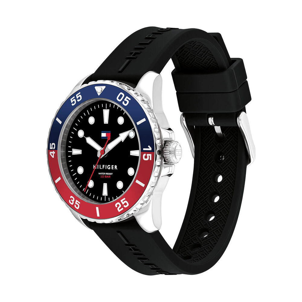 Tommy Hilfiger Boys 36mm Black Dial Silicone Strap Watch