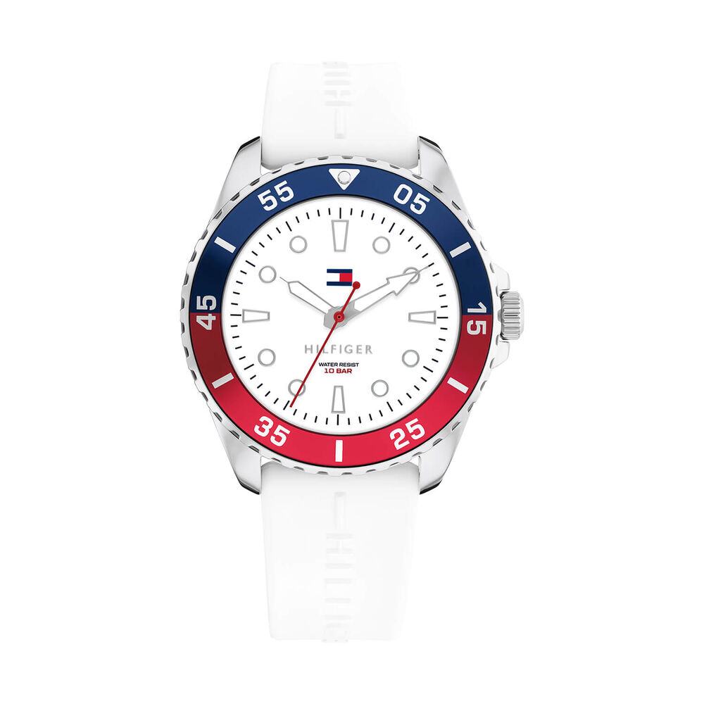 Tommy Hilfiger Boys 36mm White Dial Silicone Strap Watch