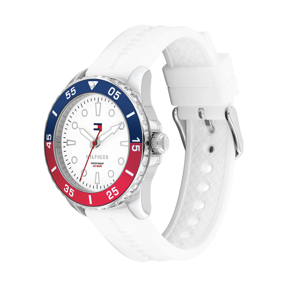 Tommy Hilfiger Boys 36mm White Dial Silicone Strap Watch