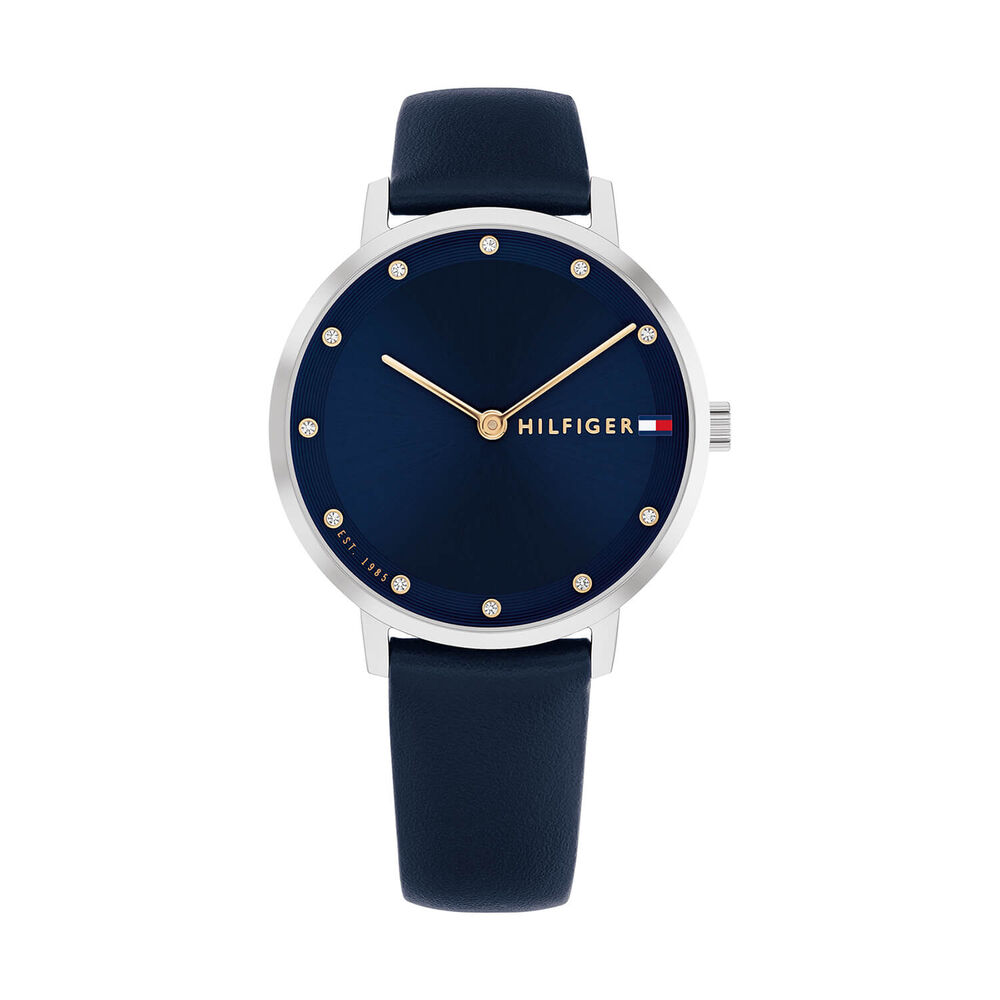 Tommy Hilfiger 34mm Blue Dial Navy Leather Strap Watch