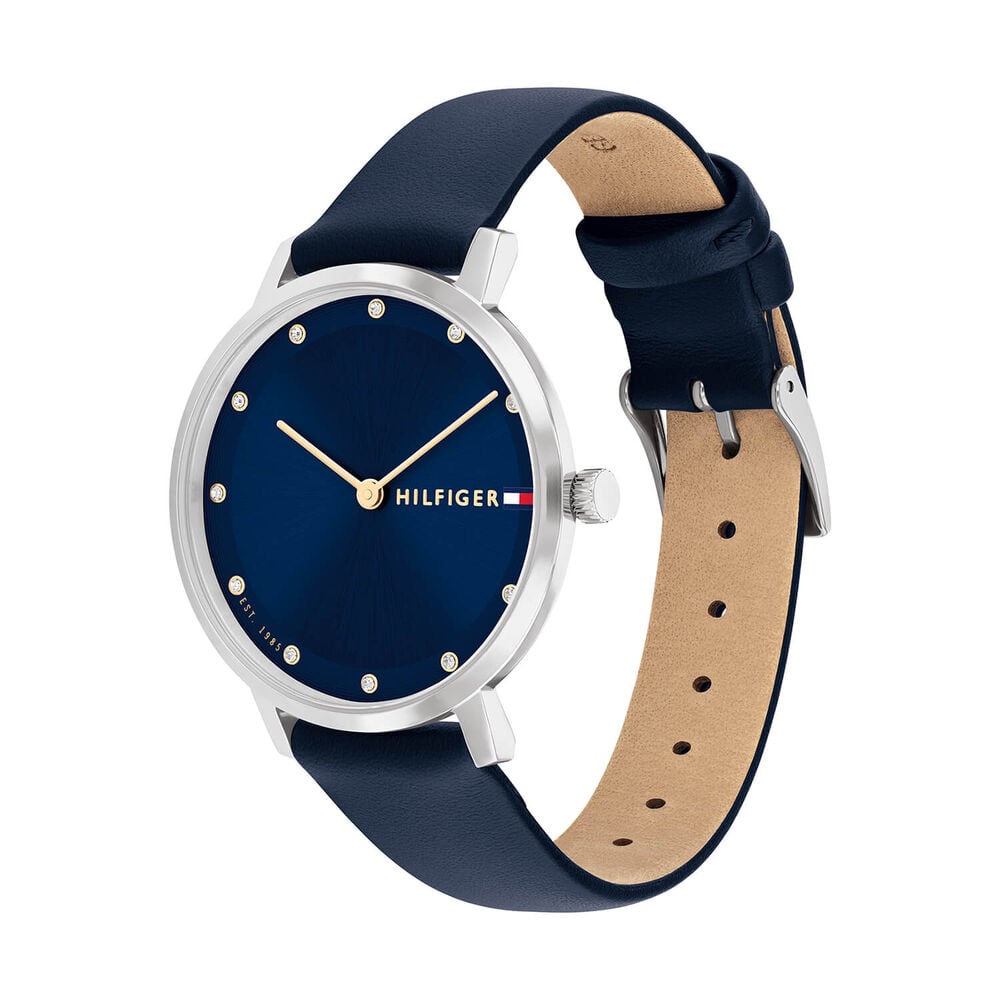 Tommy Hilfiger 34mm Blue Dial Navy Leather Strap Watch