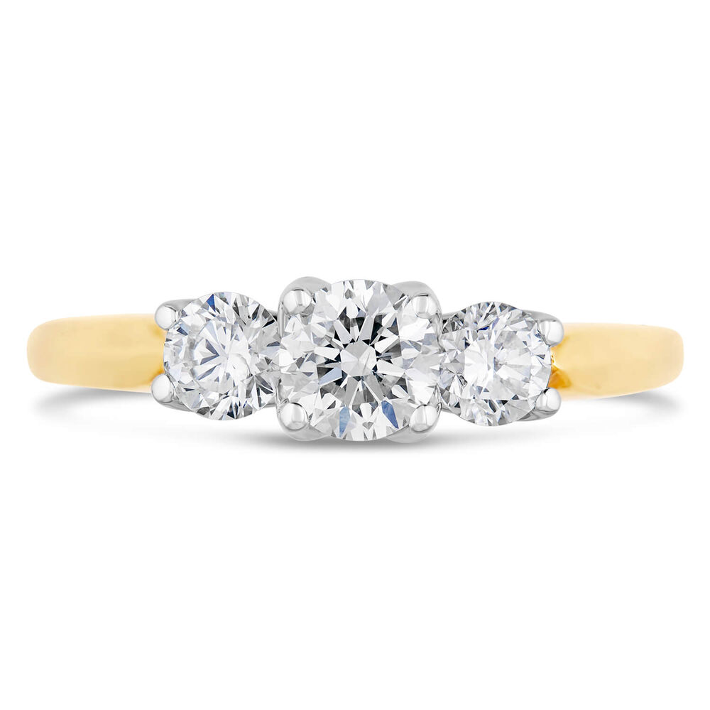 18ct gold ladies 0.75 carat diamond graduated three stone ring
