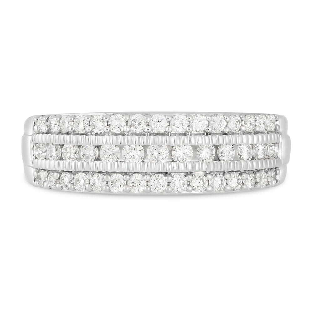 18ct White Gold 0.50ct Diamond Three Row 5mm Wedding Ring