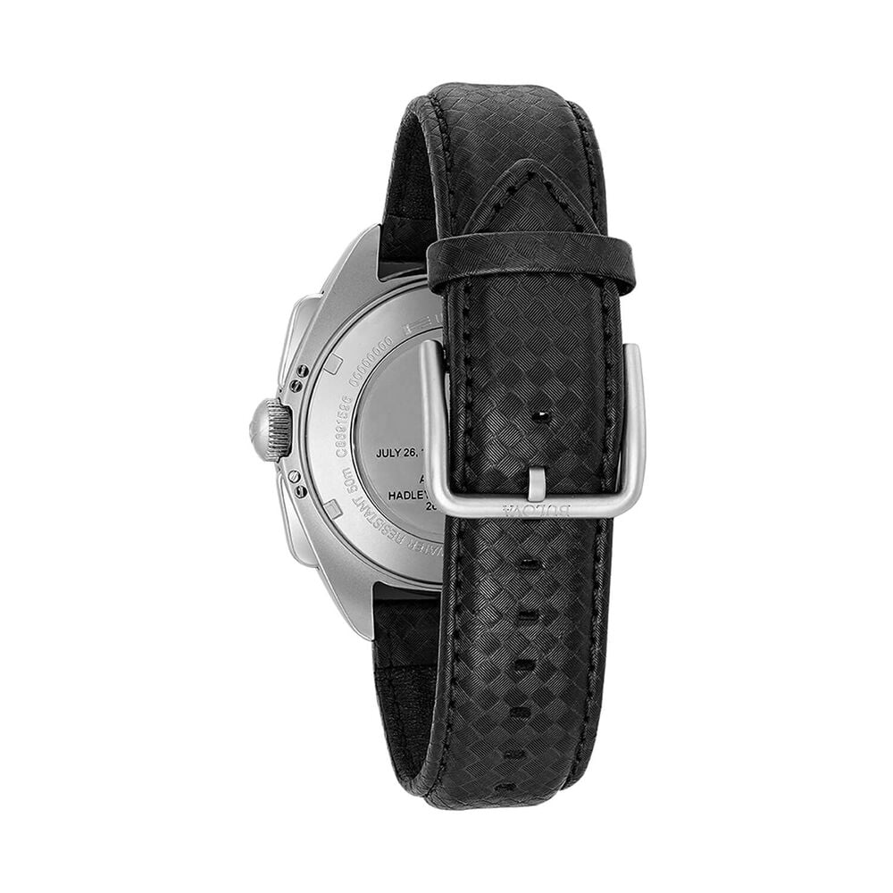 Bulova Moonwatch 45mm Black Dial Steel Case Black Strap Watch