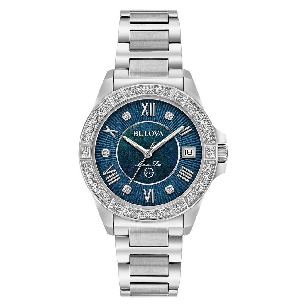 Bulova Marine Star Diamond 32mm Blue Dial Watch