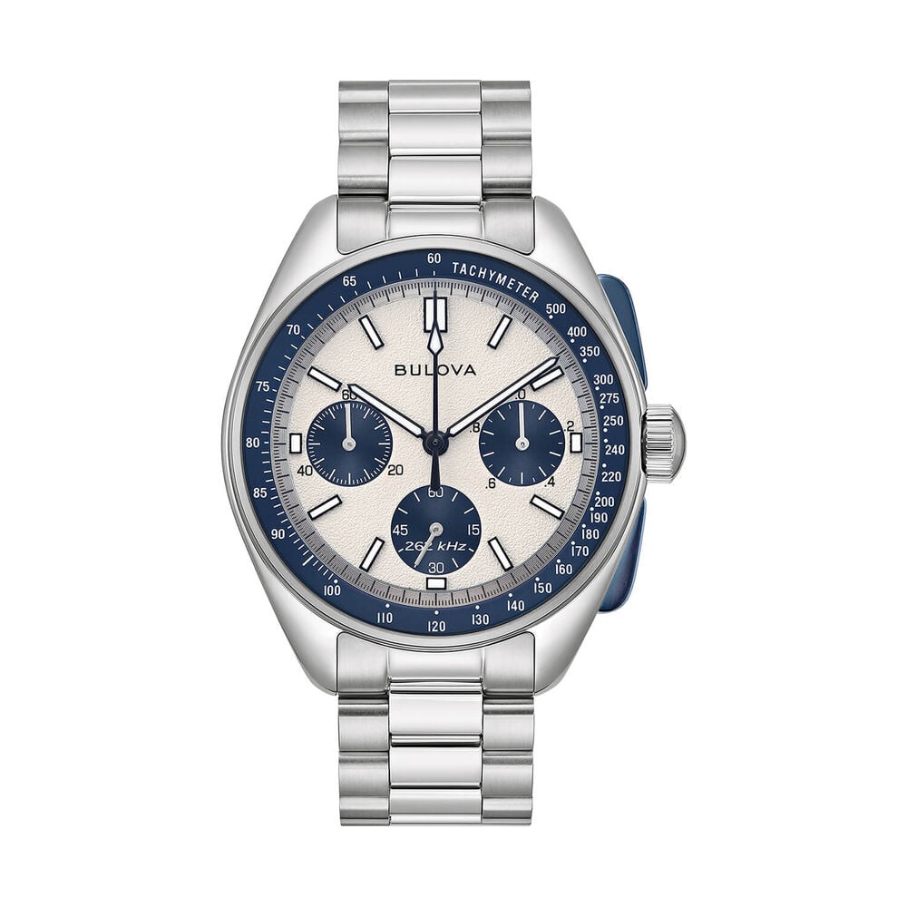 Bulova Heritage Lunar Pilot 43.5mm Chronograph White & Blue Dial Bracelet Watch