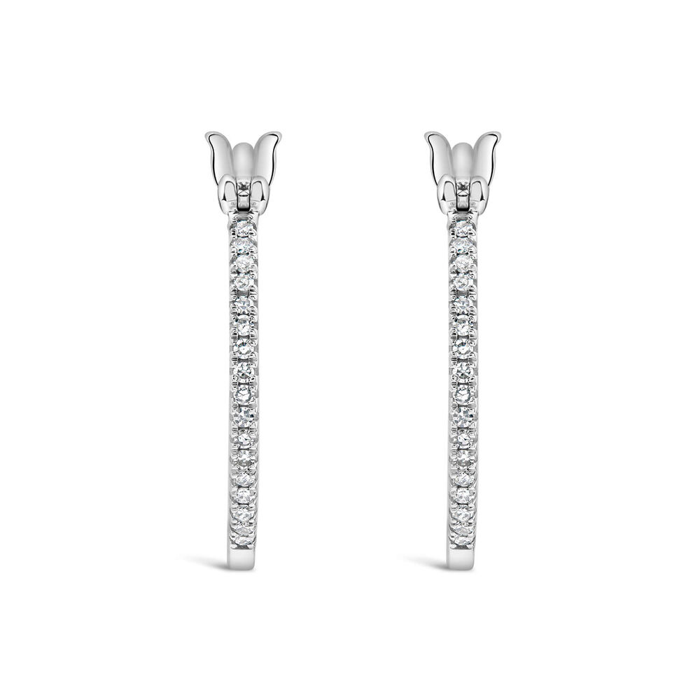9ct White Gold 0.10ct Diamond Hoop Earrings