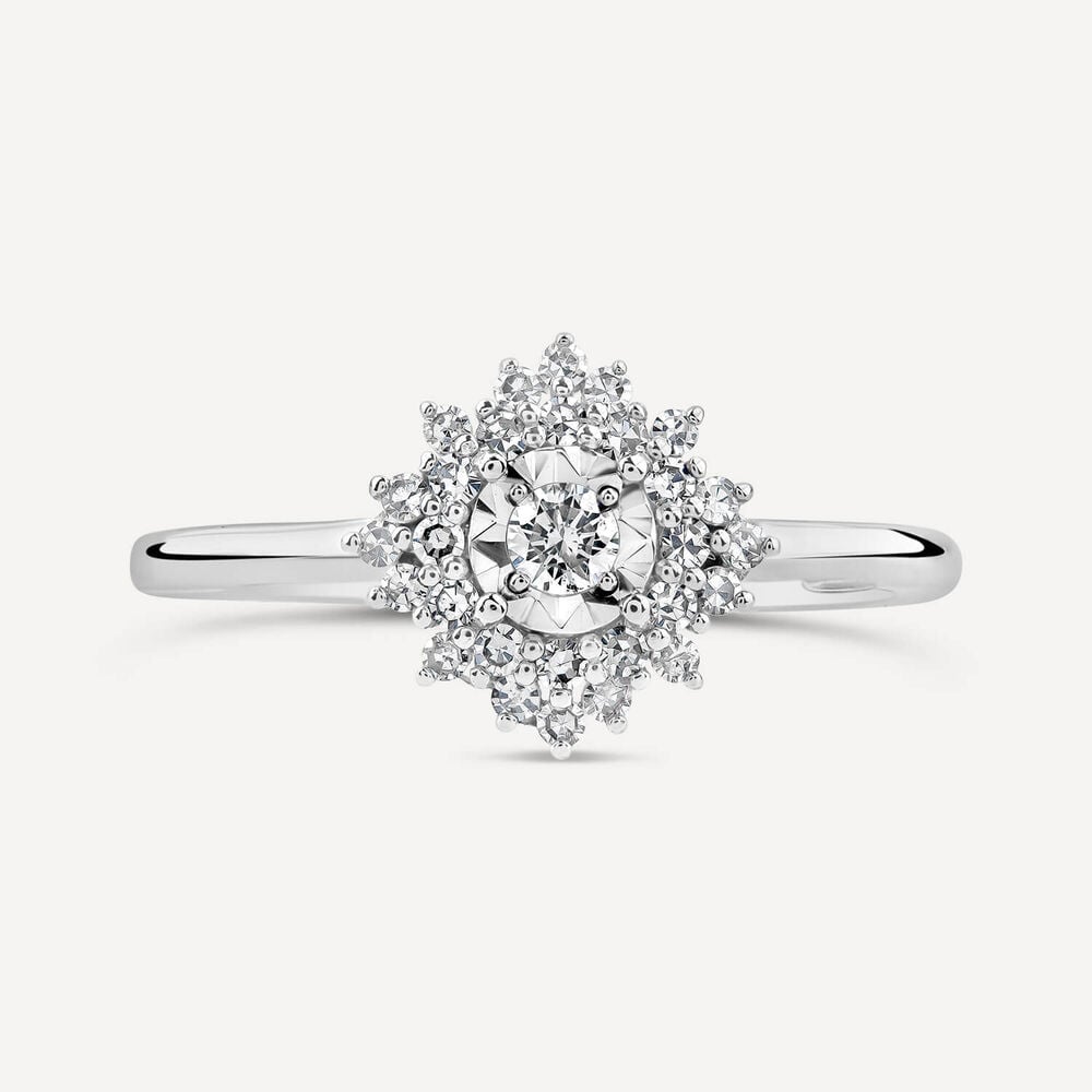 9ct White Gold 0.27ct Diamond Illusion Set Cluster Ring