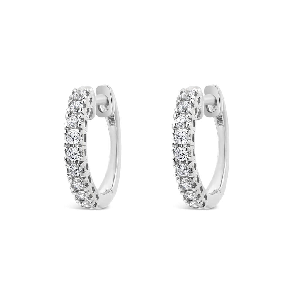 9ct White Gold 0.33ct Diamond Huggie Eternal Hoop Earrings