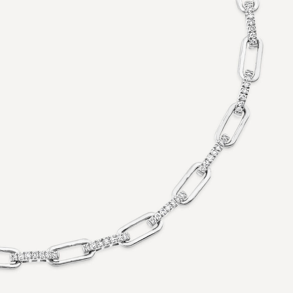 9ct White Gold 0.40ct Diamond Paperlink Bracelet