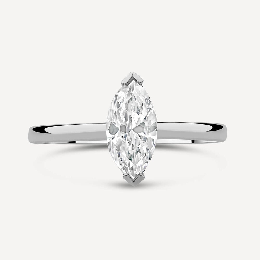 9ct White Gold Marquise Cubic Zirconia Promise Ring