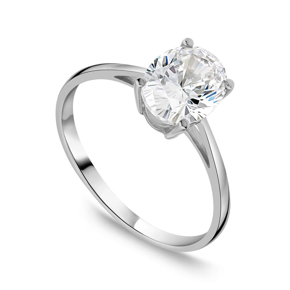 9ct White Gold Oval Cubic Zirconia Promise Ring