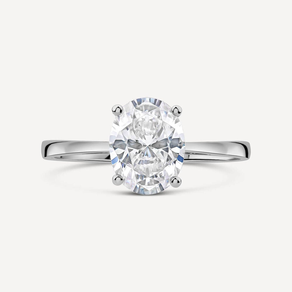 9ct White Gold Oval Cubic Zirconia Promise Ring