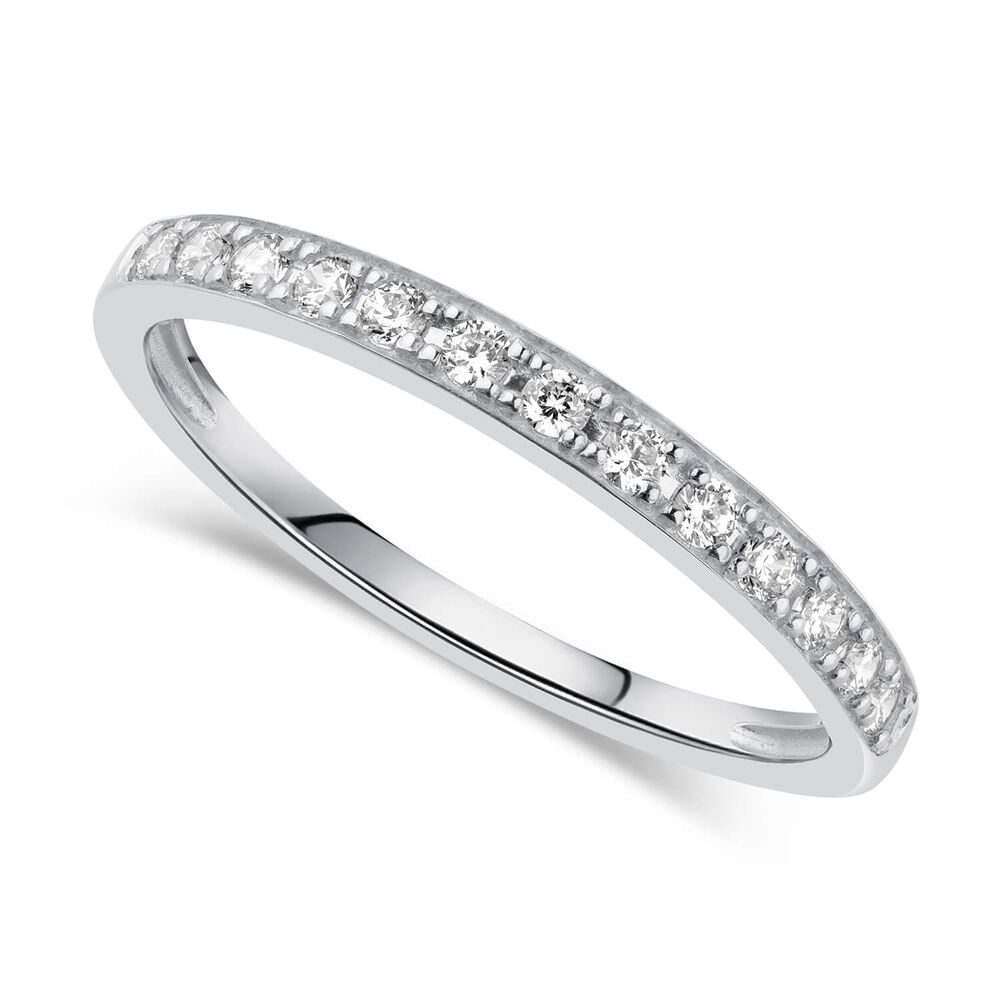9ct White Gold Pav&eacute; Set Cubic Zirconia Eternity Ring