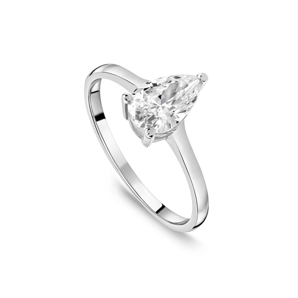 9ct White Gold Pear Cubic Zirconia Promise Ring