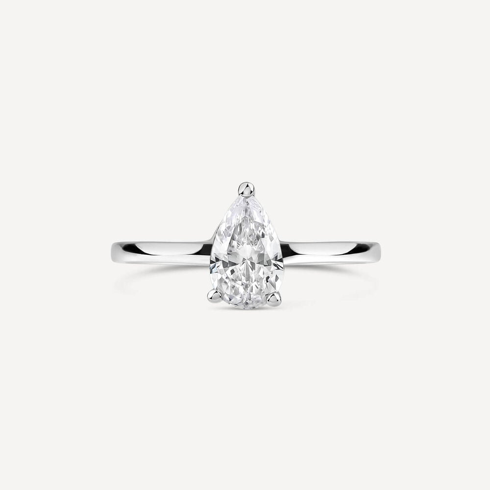 9ct White Gold Pear Cubic Zirconia Promise Ring