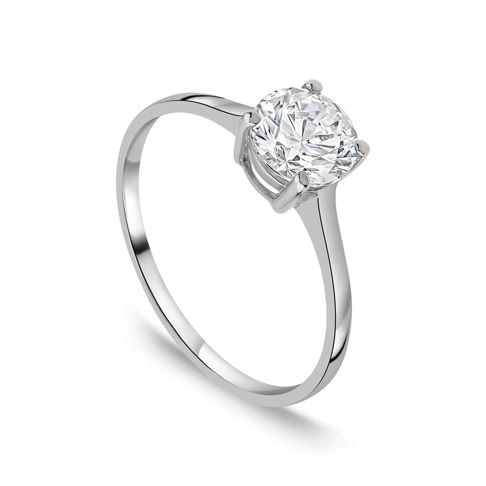 9ct White Gold Round Brilliant Cubic Zirconia Promise Ring