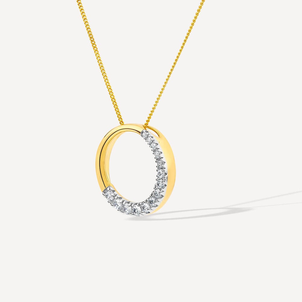 9ct Yellow & White Gold 0.33ct Diamond Eternal Circle Pendant