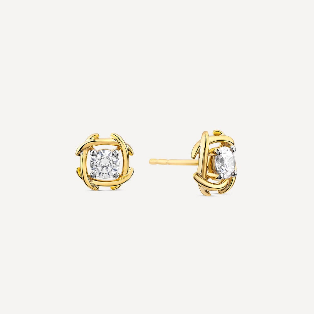 9ct Yellow Gold 1.00ct Lab Grown Entwined Love Knot Stud Earrings