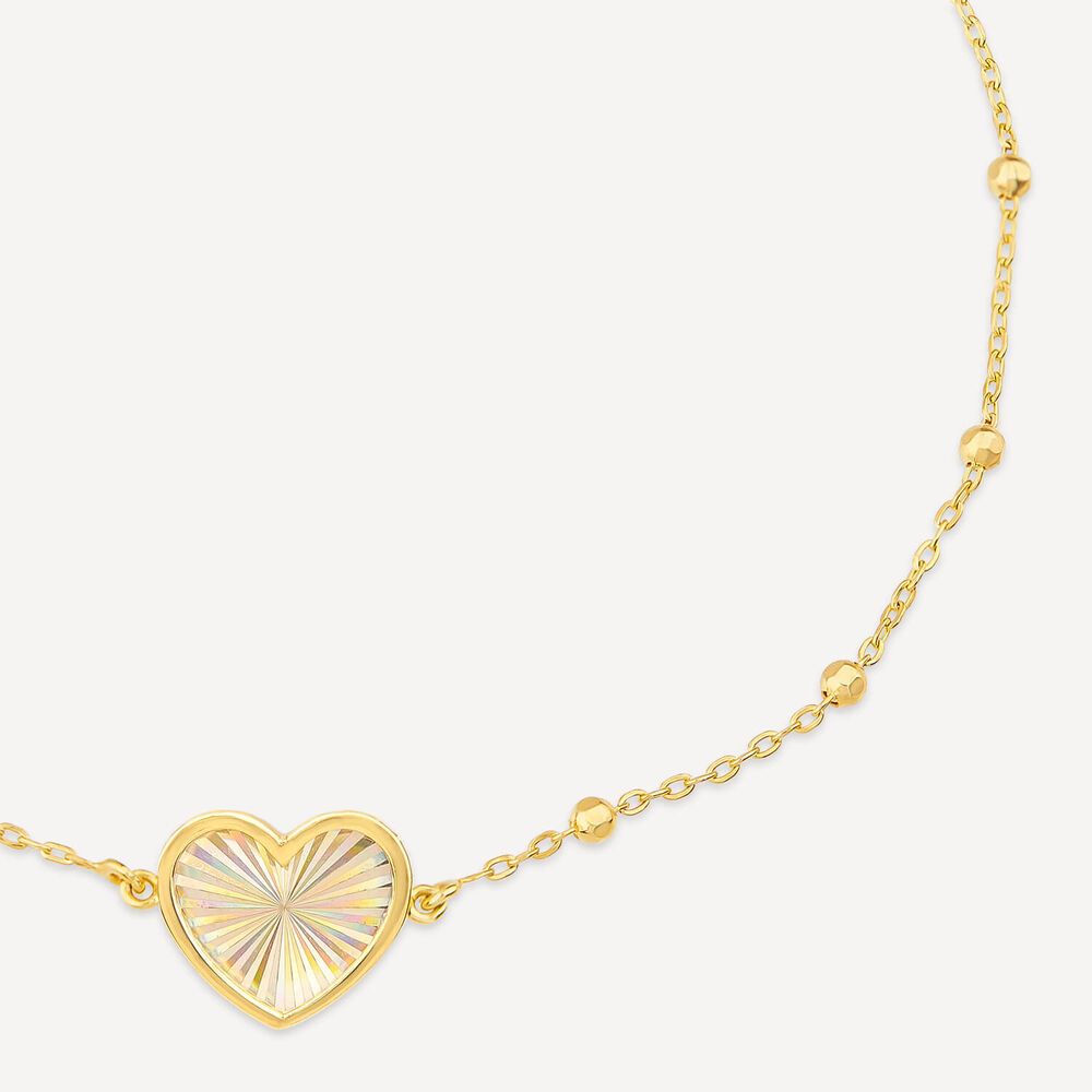 9ct Yellow Gold Heart Beaded Bracelet