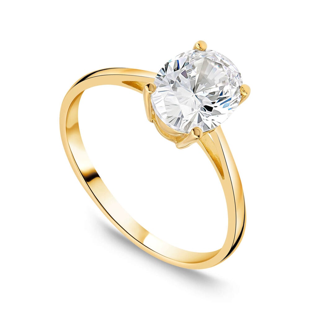 9ct Yellow Gold Oval Cubic Zirconia Promise Ring