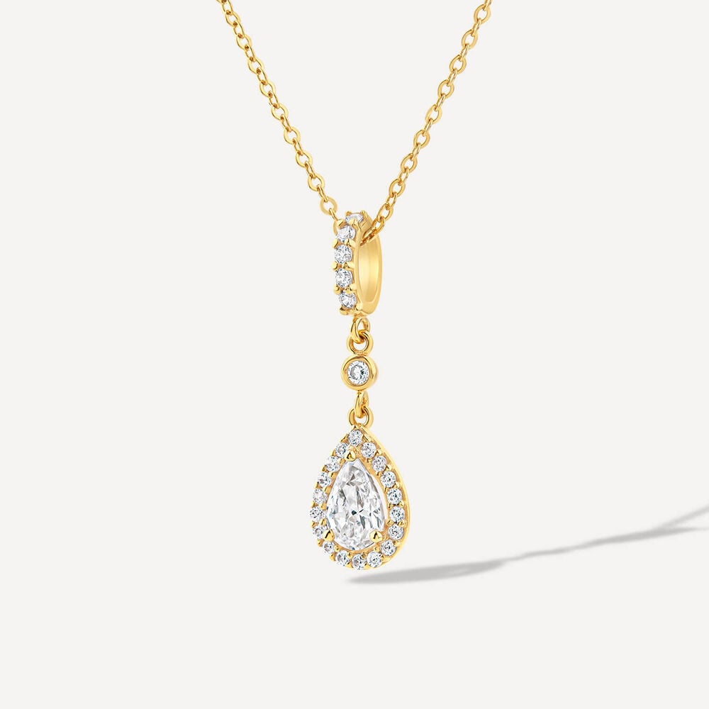 9ct Yellow Gold Pear Cubic Zirconia Cluster Bale Necklet