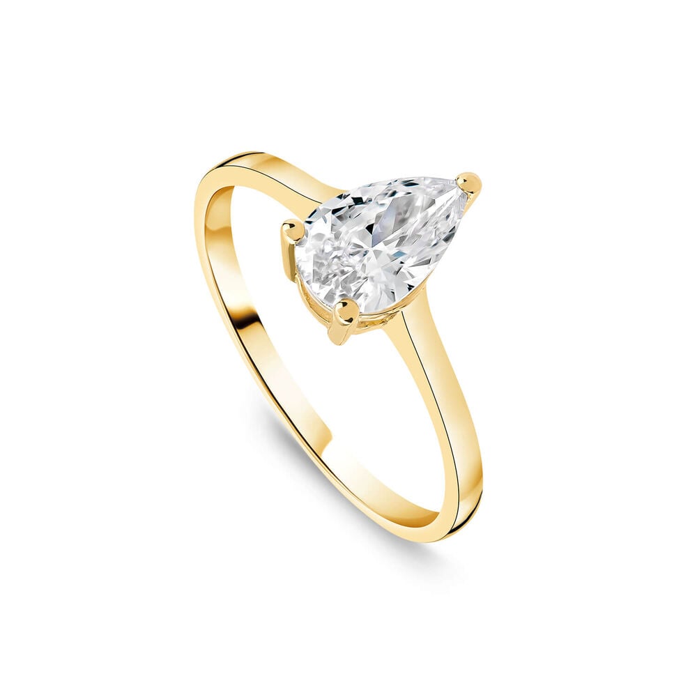 9ct Yellow Gold Pear Cubic Zirconia Promise Ring