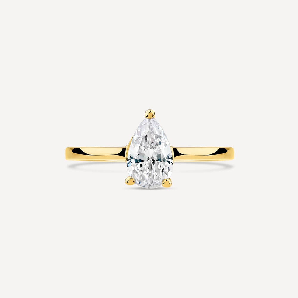 9ct Yellow Gold Pear Cubic Zirconia Promise Ring