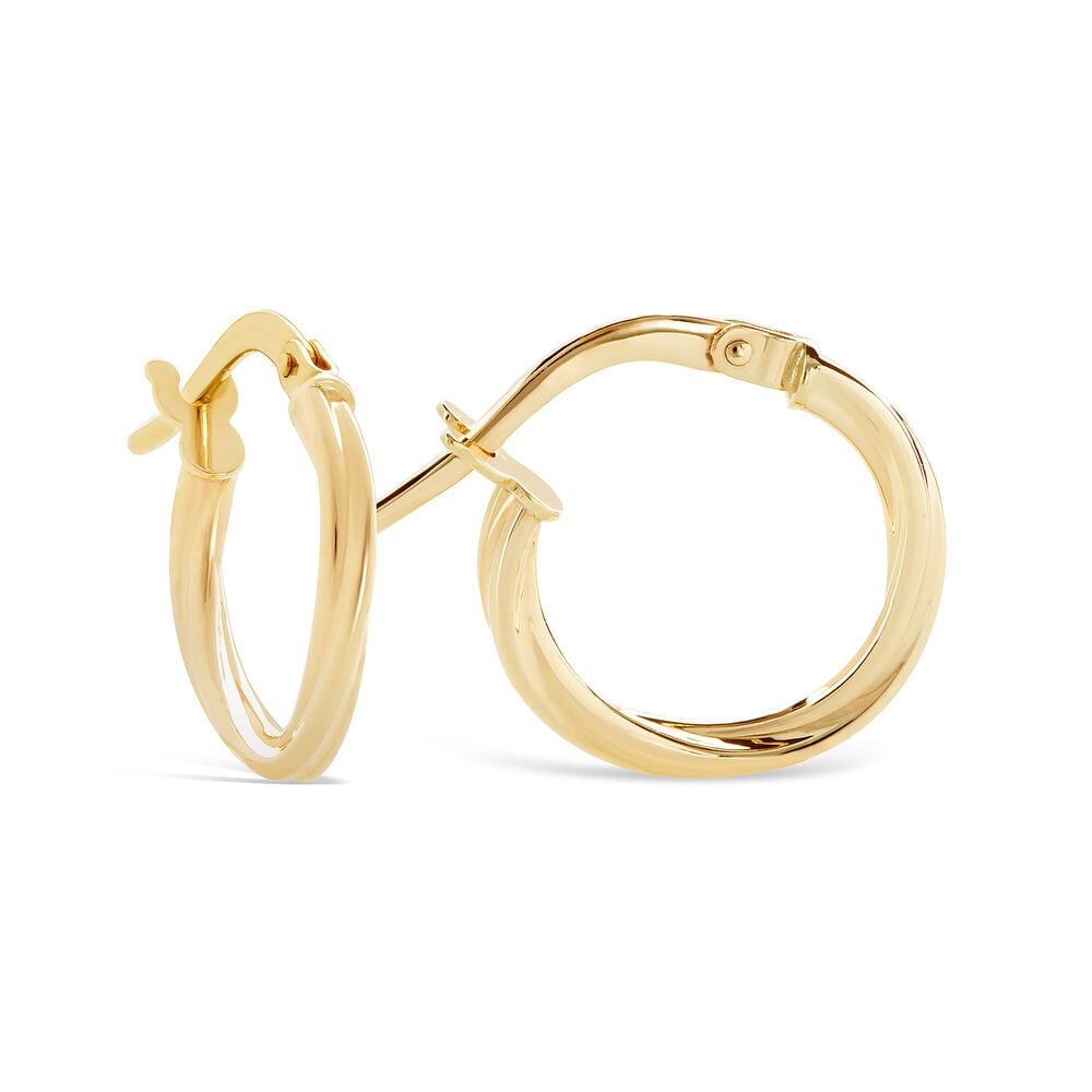 9ct Yellow Gold Polished Twist Hoop Earrings