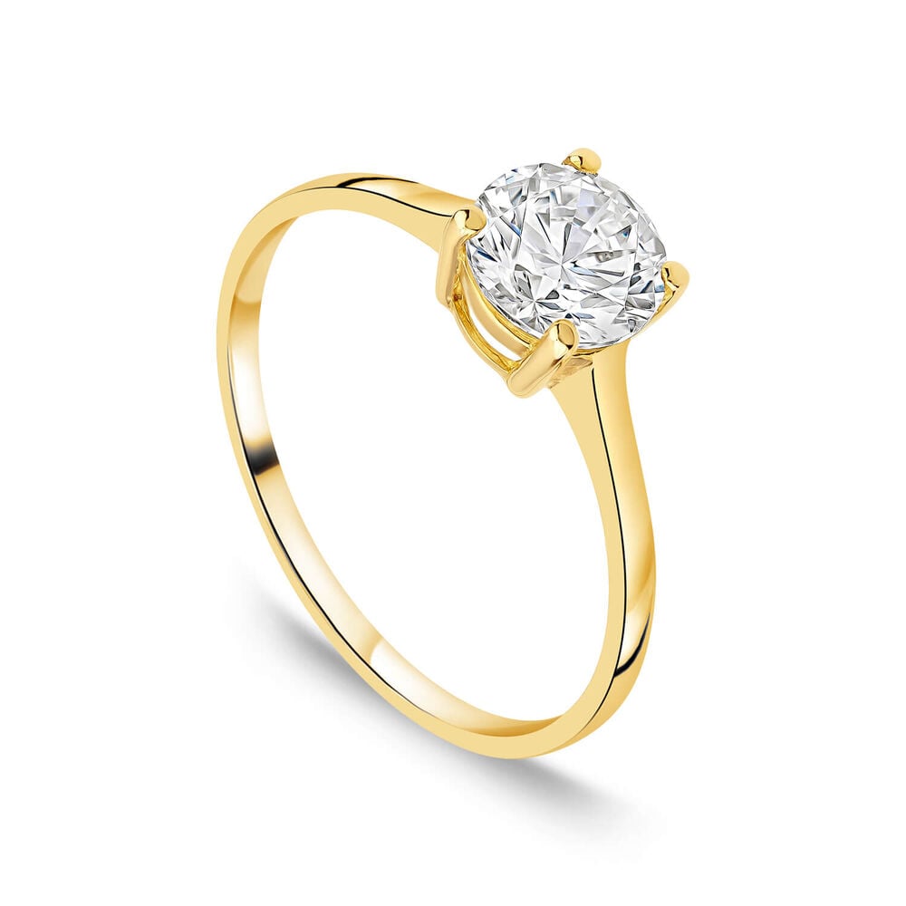 9ct Yellow Gold Round Brilliant Cubic Zirconia Promise Ring