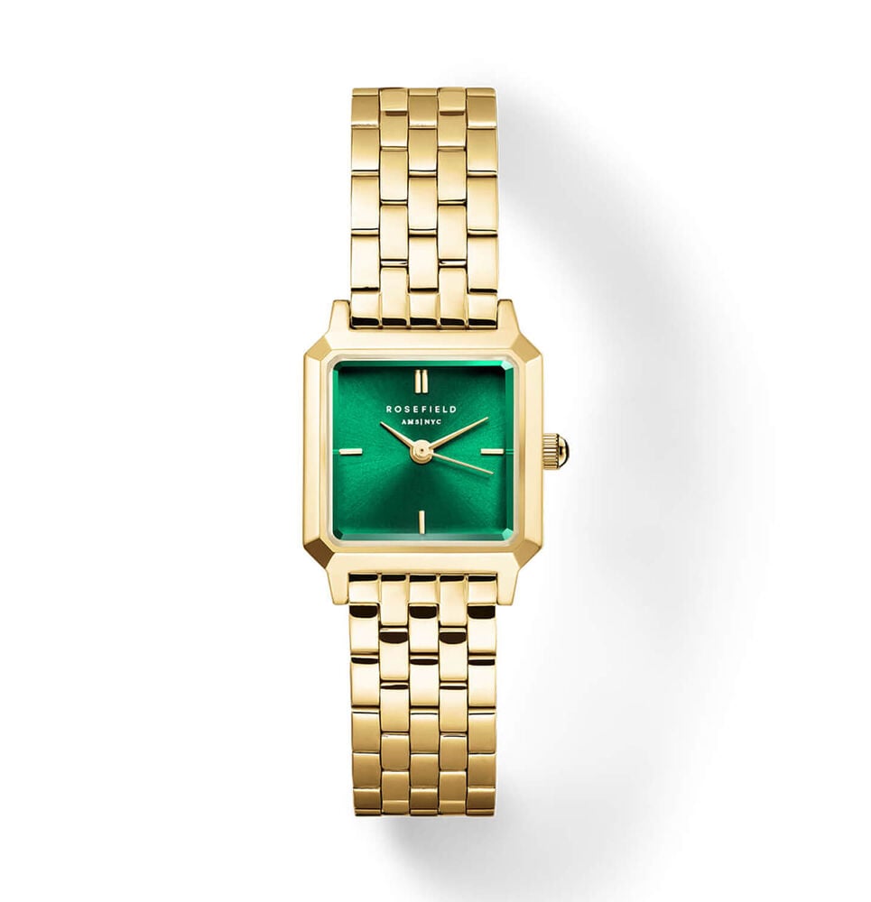 Rosefield Boxelle Emerald 19.5x19.5mm Dial 23k Gold Plated Steel Bracelet Watch