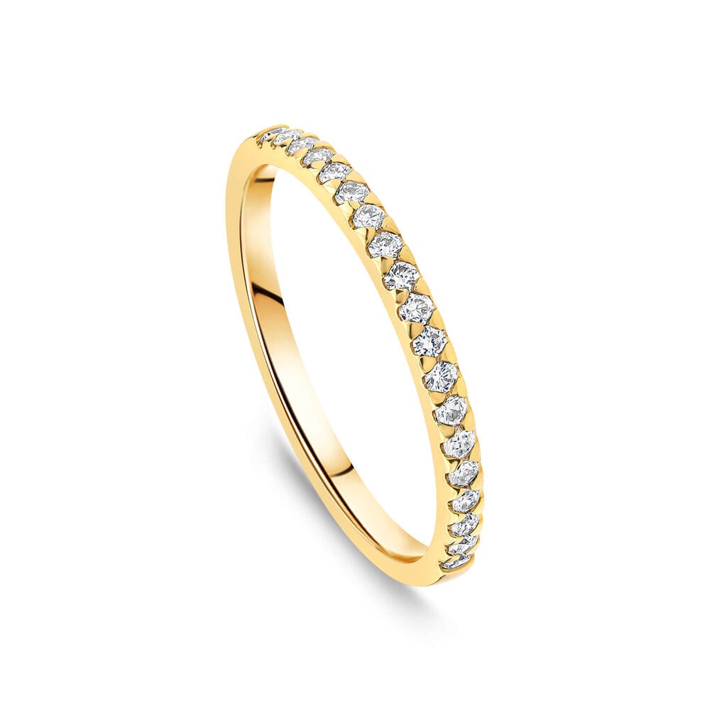 Born 18ct Yellow Gold 0.15ct Lab Grown Diamond Triangle Claw Set Half Eternity Wedding Ring