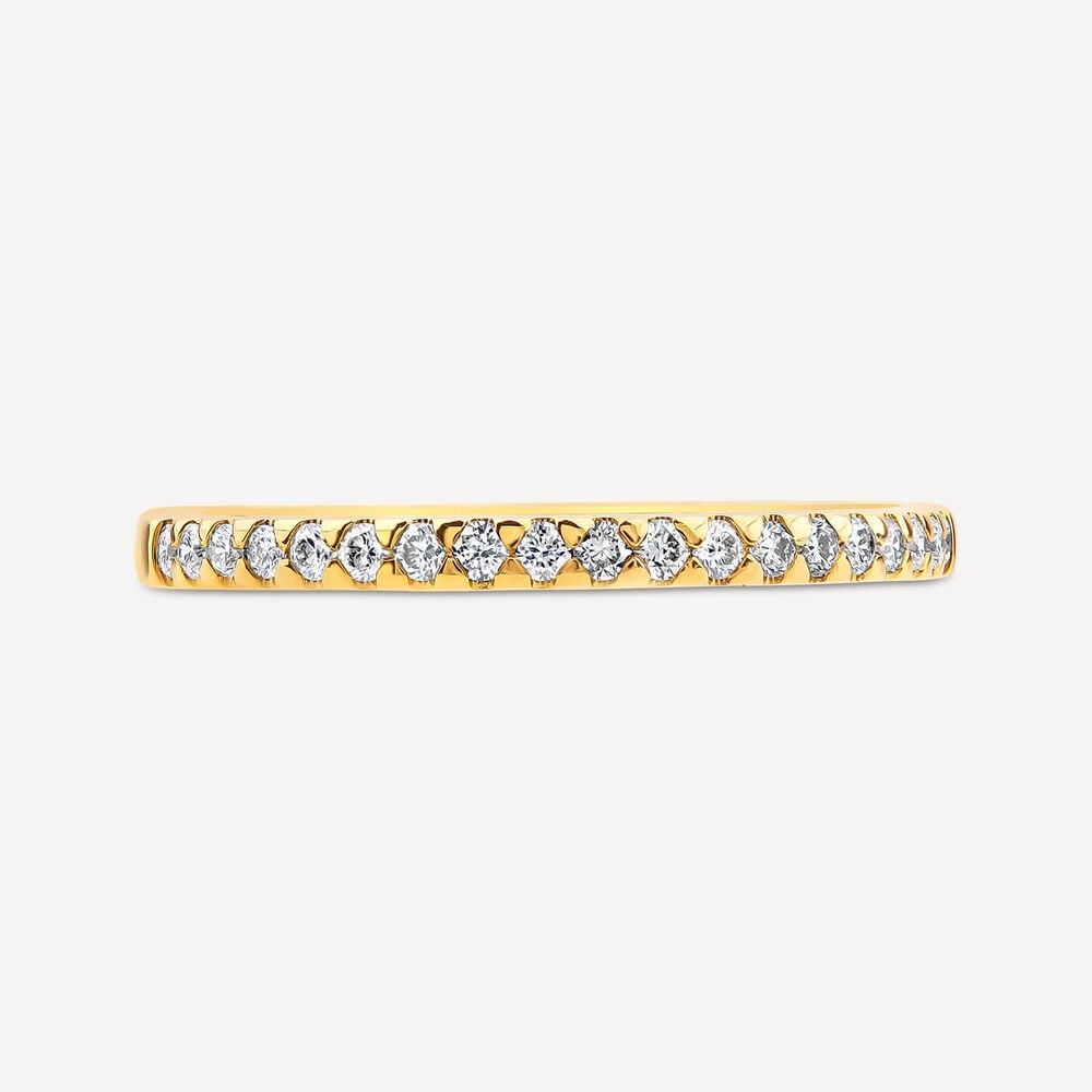 Born 18ct Yellow Gold 0.15ct Lab Grown Diamond Triangle Claw Set Half Eternity Wedding Ring