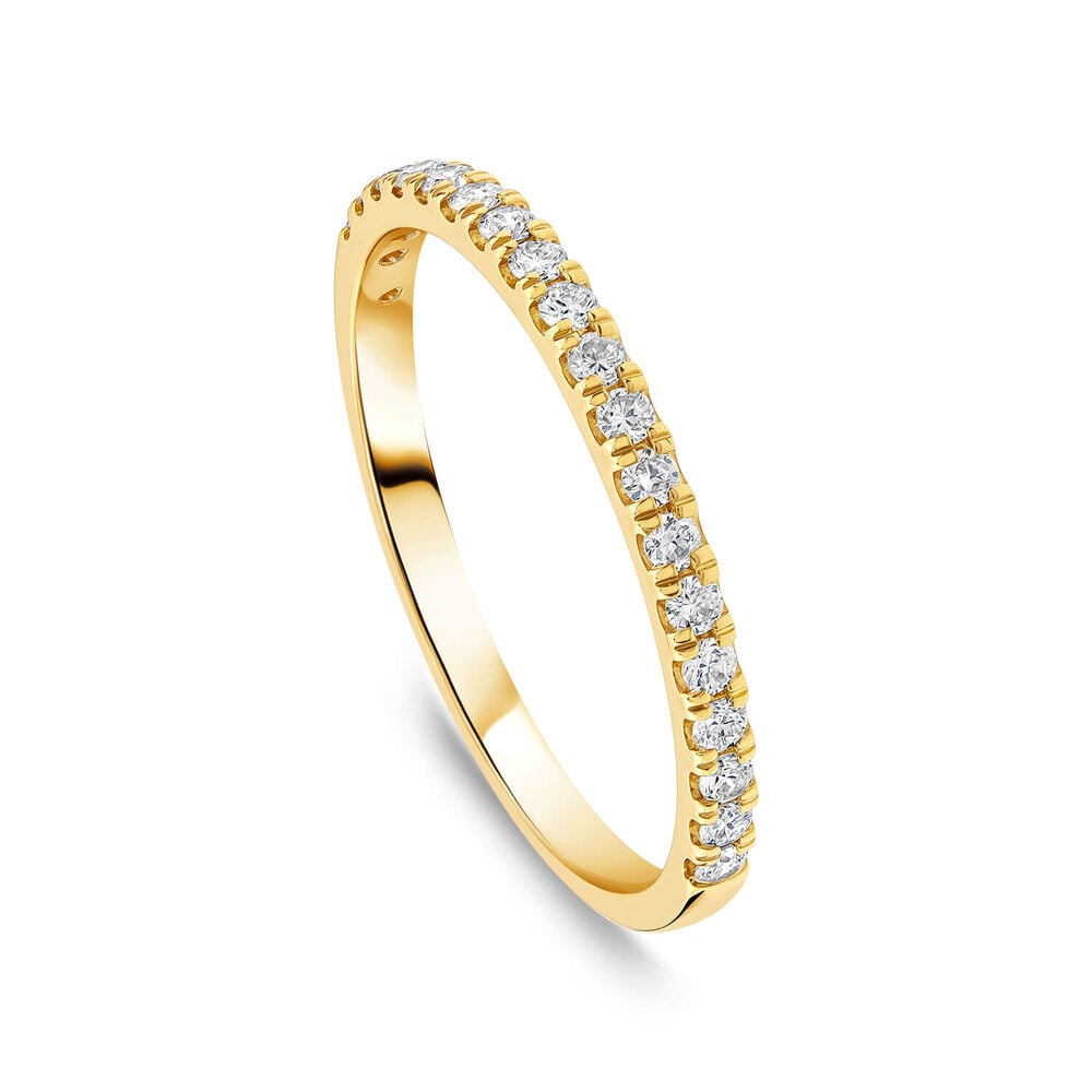 Born 18ct Yellow Gold 0.20ct Lab Grown Diamond Claw Set Half Eternity Wedding Ring