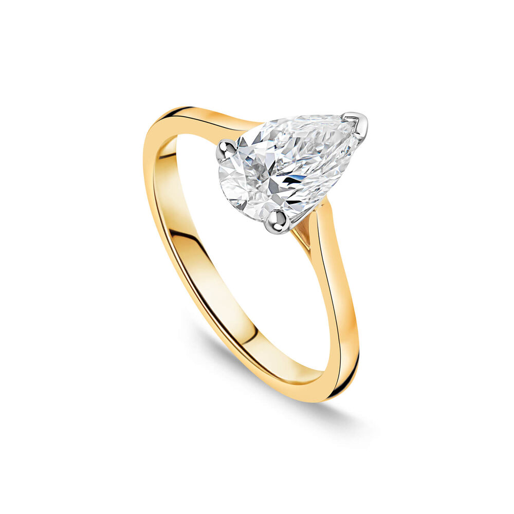 Born 18ct Yellow Gold Lab Grown 1.20ct Pear Diamond Ring