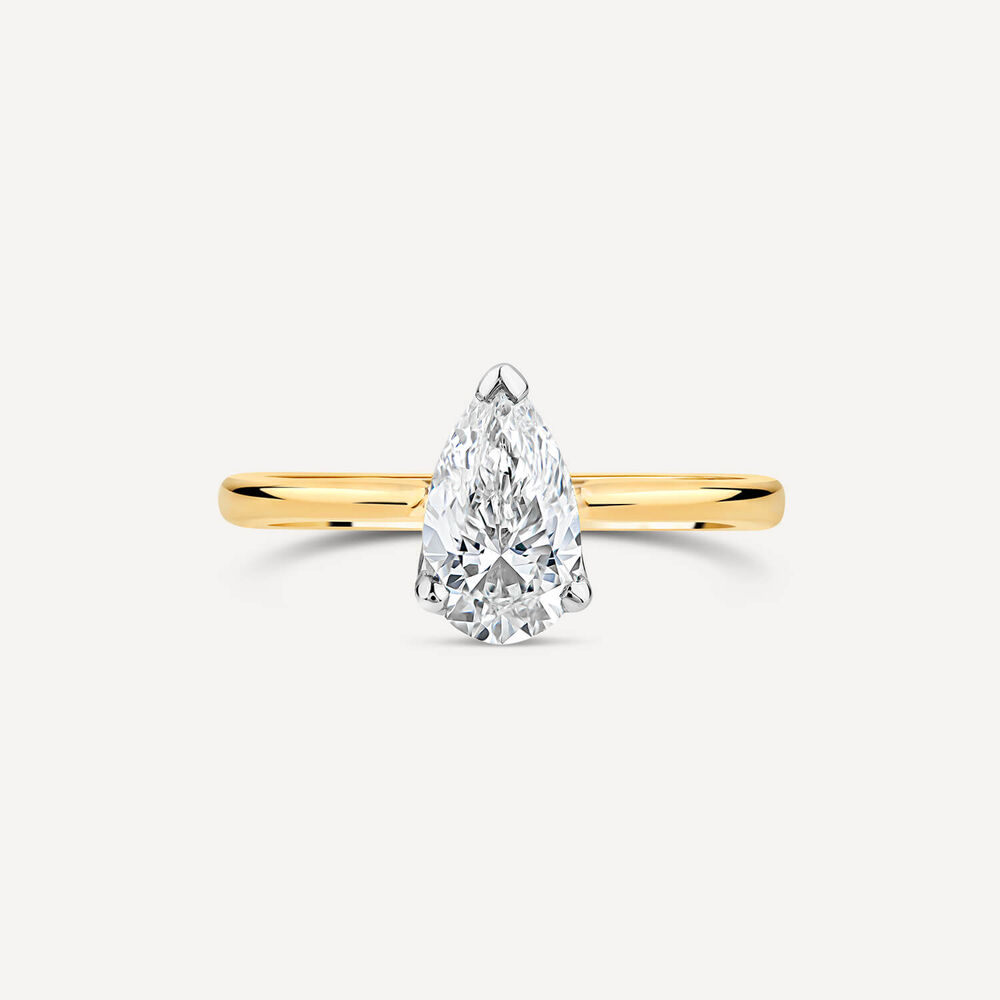 Born 18ct Yellow Gold Lab Grown 1.20ct Pear Diamond Ring
