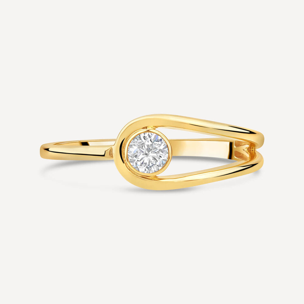 Born Kissed with Diamonds 9ct Yellow Gold Lab Grown 0.15ct Round Diamond Open Loop Ring