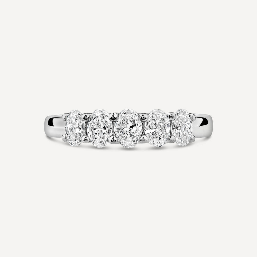 Born Platinum 0.90ct Lab Grown 5 Stone Oval Half Eternity Diamond Ring