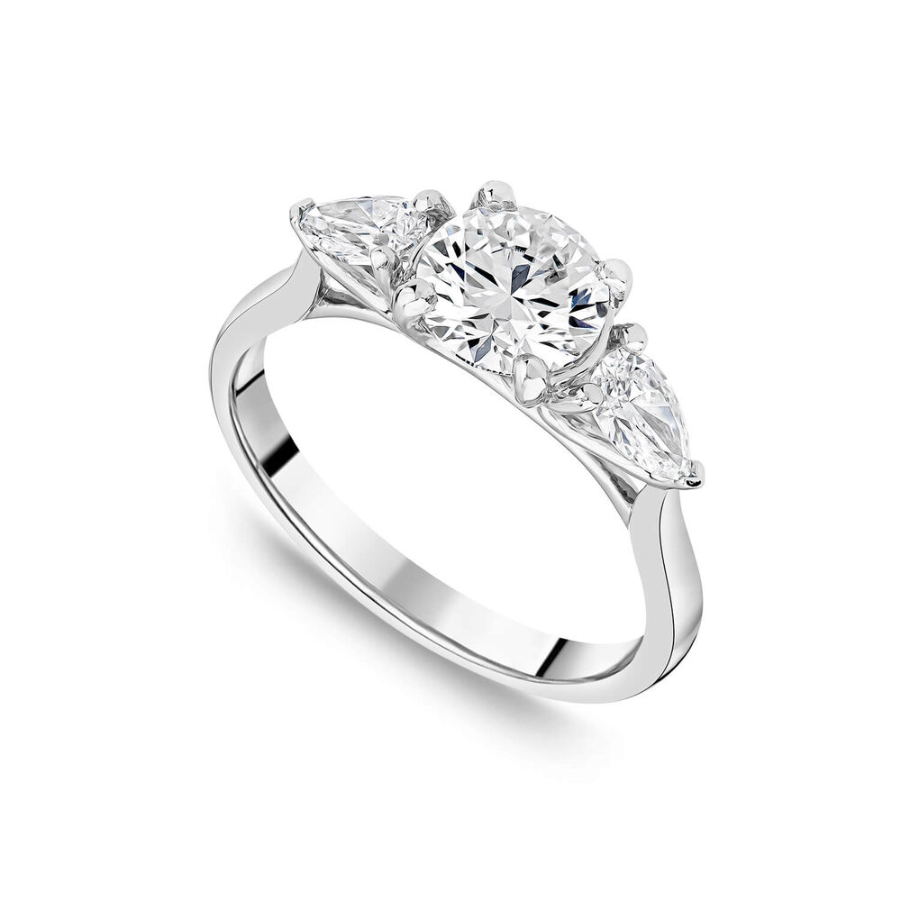 Born Platinum 1.40ct Round Brilliant & Pear Sides Ring