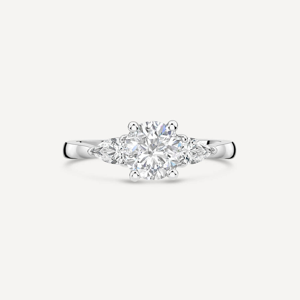 Born Platinum 1.40ct Round Brilliant & Pear Sides Ring