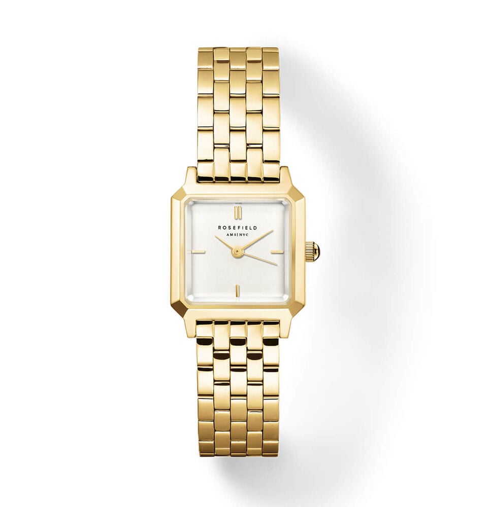 Rosefield Boxelle Gold 19.5x19.5mm White Matte Dial 23k Gold Plated Steel Bracelet Watch