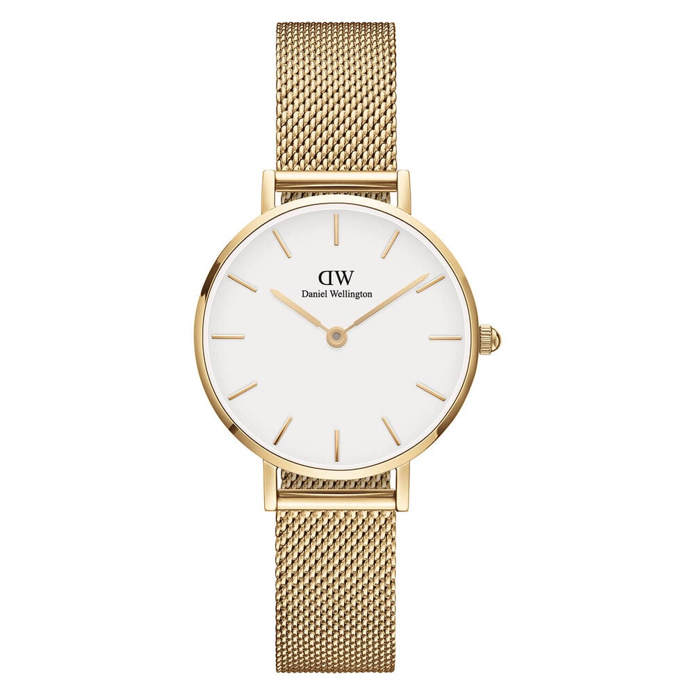 Daniel Wellington Evergold 28mm White Dial Yellow Gold Case Mesh Bracelet Watch