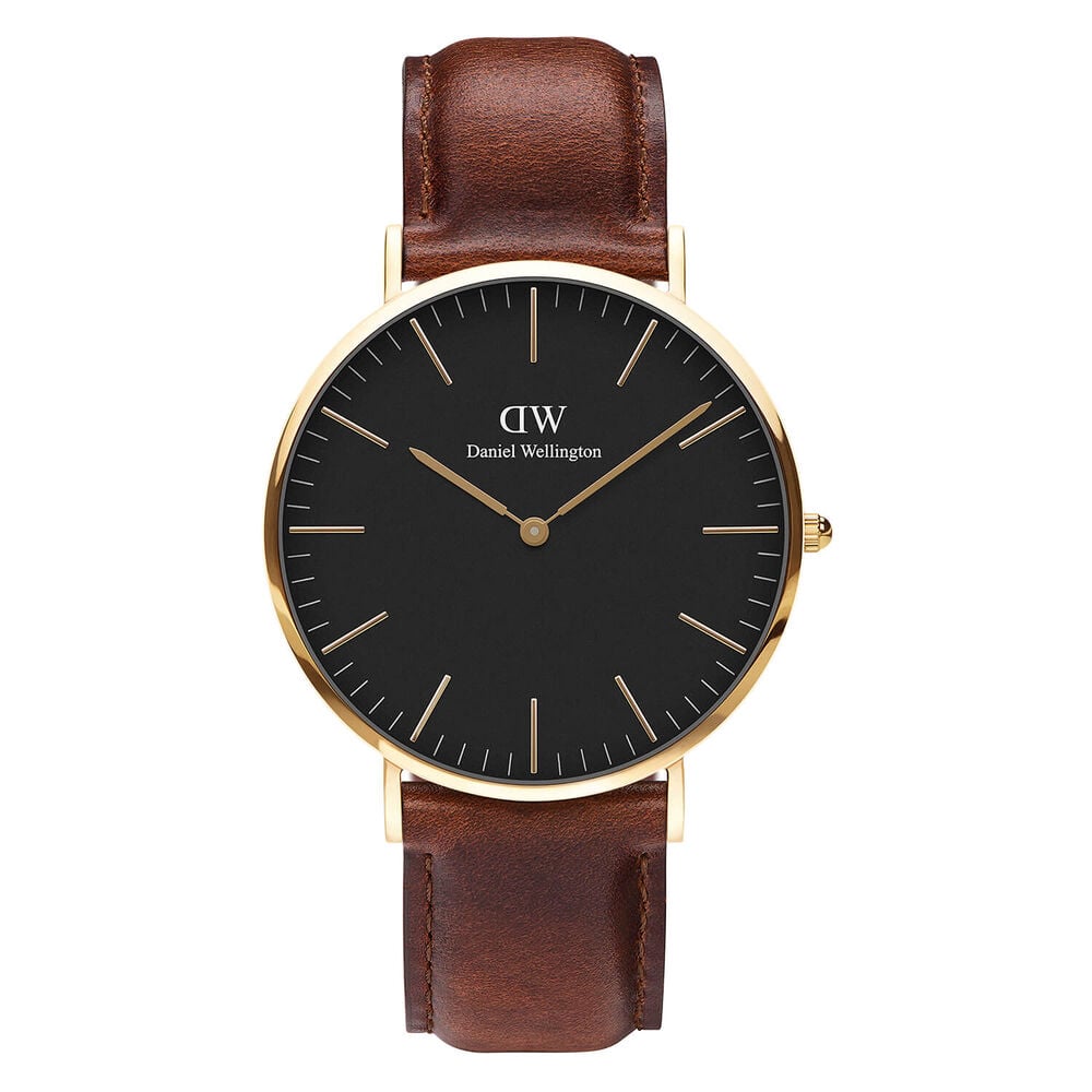 Daniel Wellington Clasic St Mawe's 40mm Black Dial Brown Leather Strap Watch