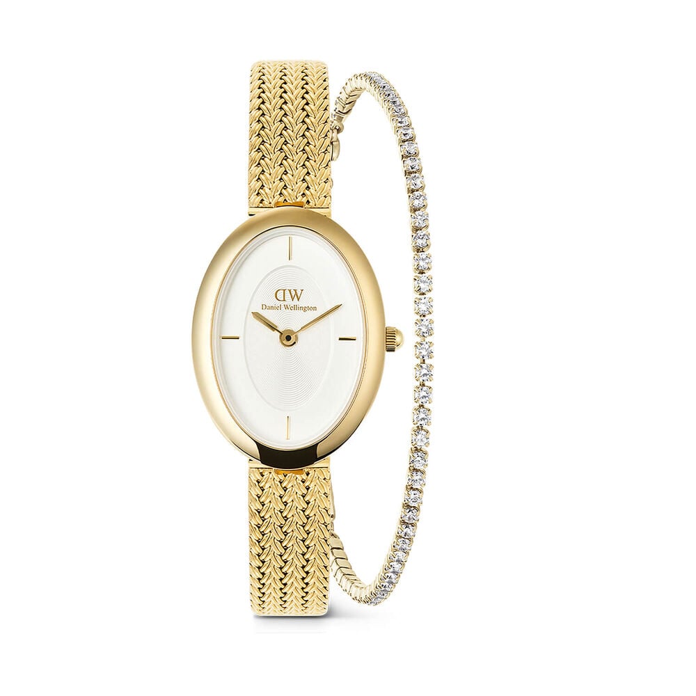 Daniel Wellington Juliette 31mm White Dial Watch & Cubic Zirconia Gold PVD Bracelet Gift Set