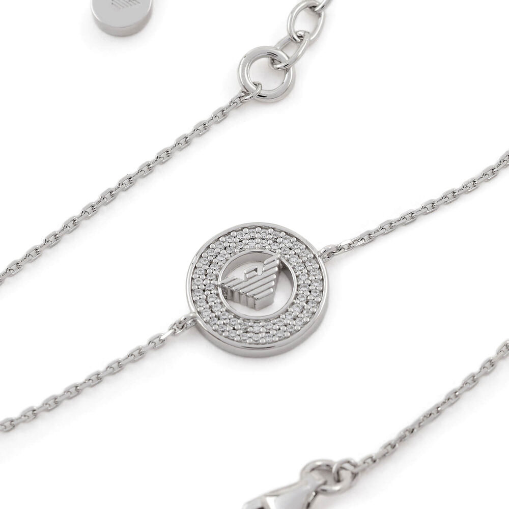 Emporio Armani Sterling Silver Cubic Zirconia Eagle Logo Bracelet